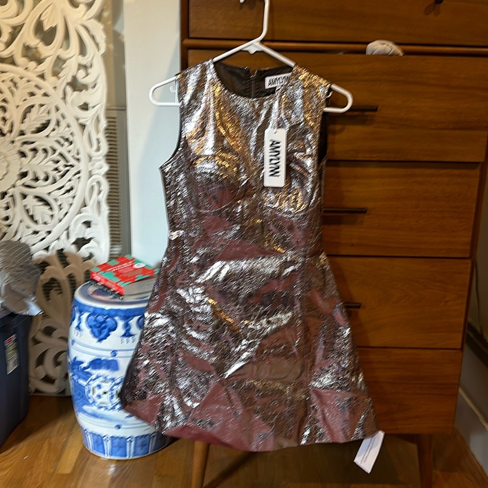 Metallic fit and flare dress